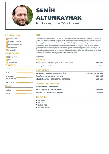 Beden Eğitimi Öğretmeni CV Örnekleri cv indir